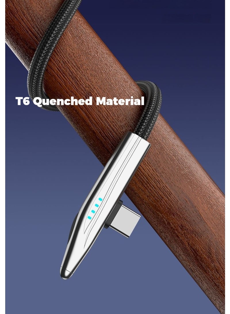 BASEMO 240W Super Fast Charging Cable, 90 Degree Angled Connector, Type-C to Type-C, 1.2m Black, Compatible with iPhone, Android, Tablets and Laptops, Ideal for Gaming,Compatible With iPhone 17 16 Series MacBook Pro iPad Pro Samsung Galaxy S24 S23 Ultra Z Fold OPPO Honor OnePlus Huawei - Image 4